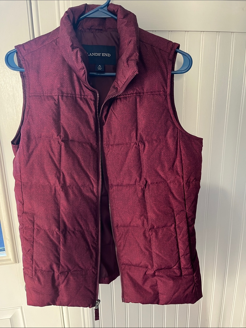 Lands' End Quilted Puffer Vest in Deep Burgundy